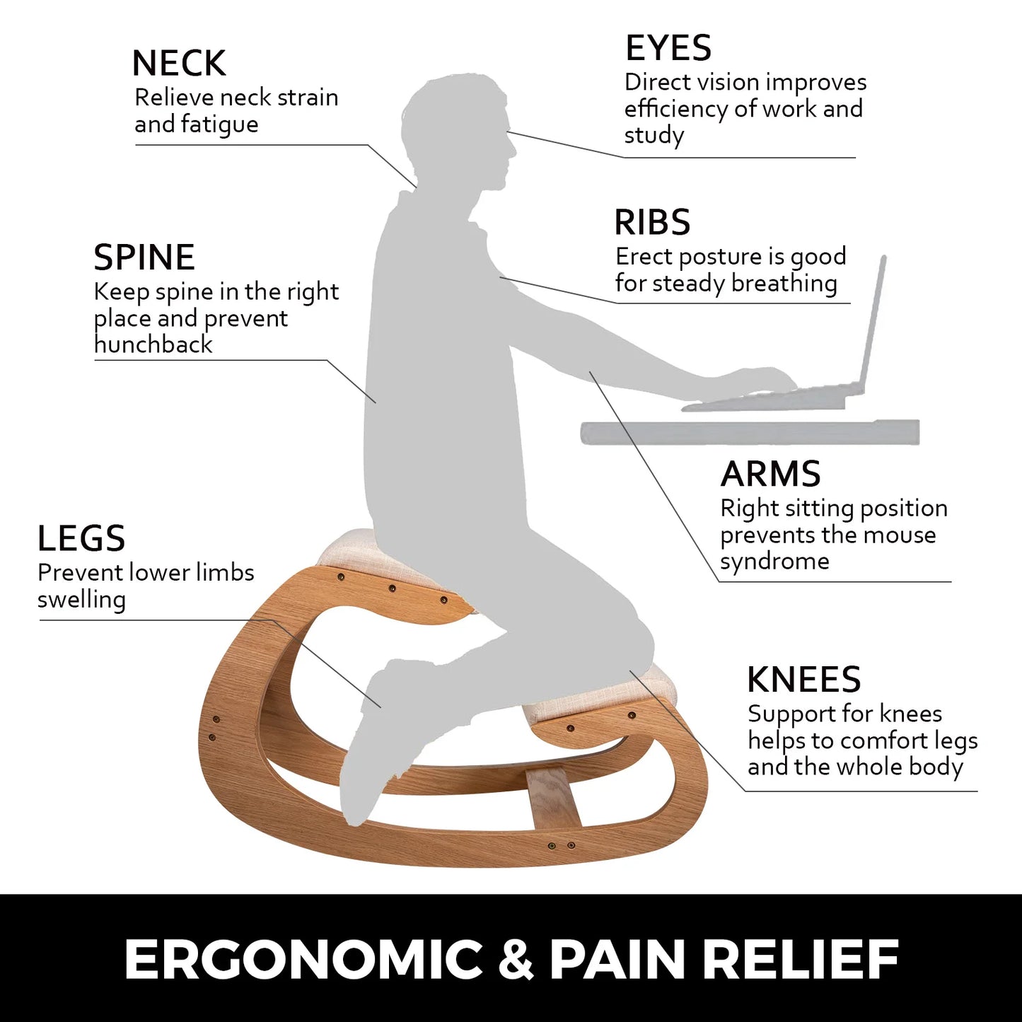 Ergonomic Wooden Kneeling Chair