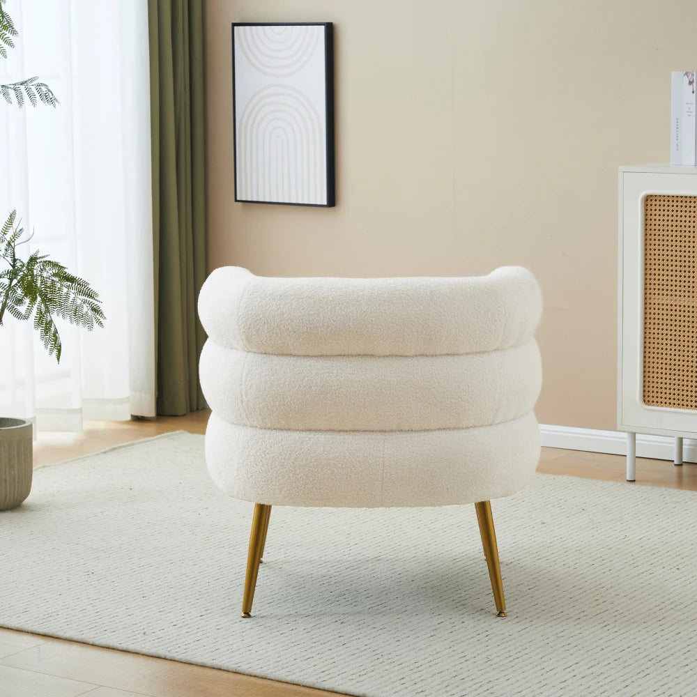 Boucle Lounge Chair and Footstool Set