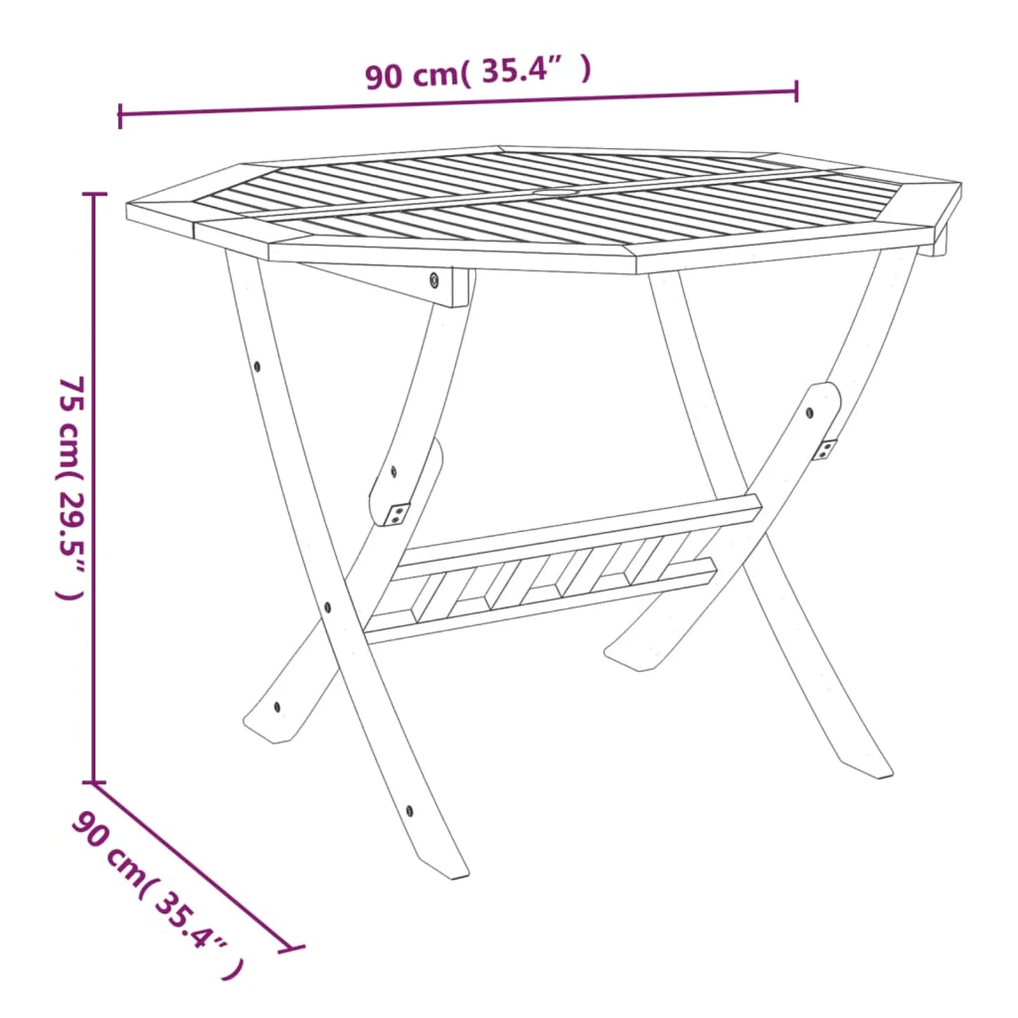 High Quality Foldable Garden Table with Parasol Hole