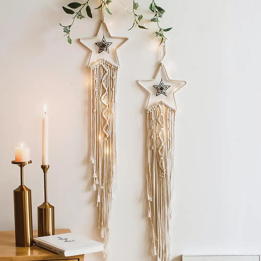 Boho Star & Moon Macrame Tapestry