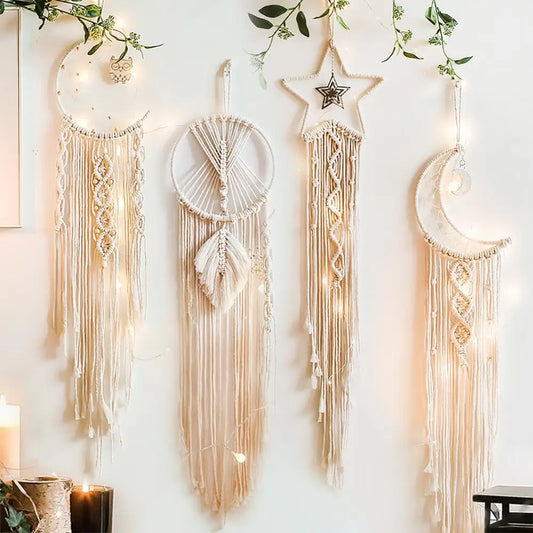 Boho Star & Moon Macrame Tapestry