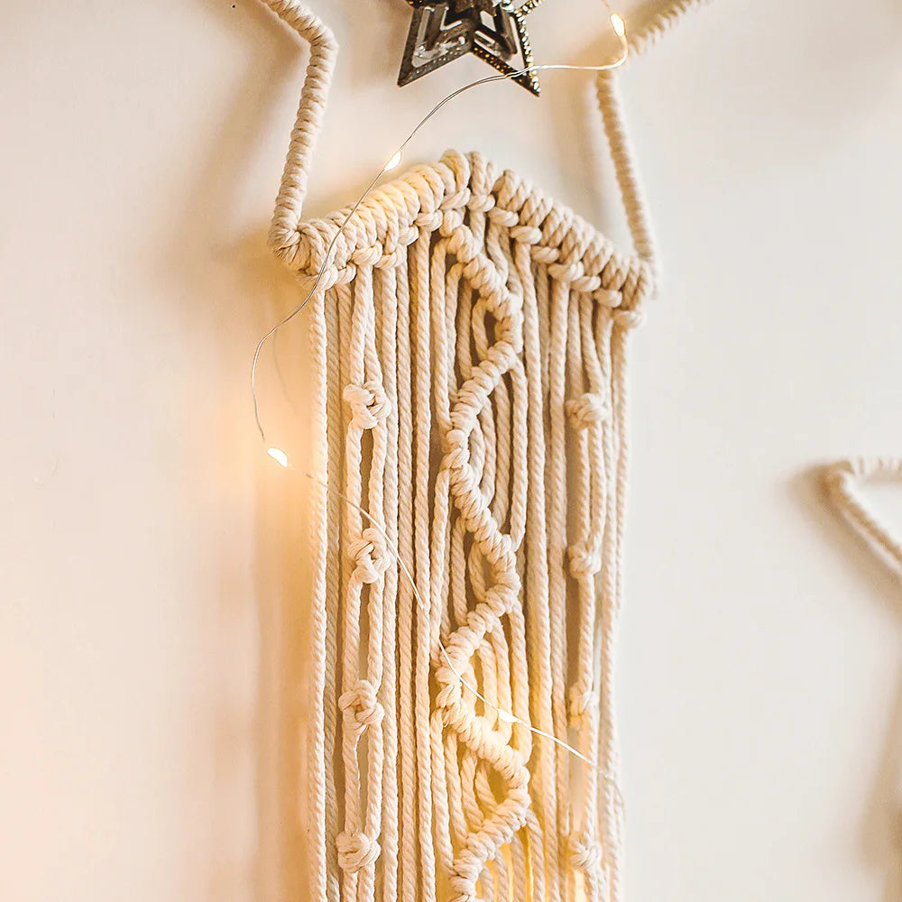 Boho Star & Moon Macrame Tapestry