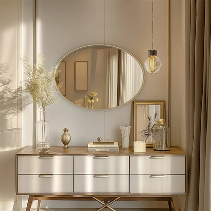 Brushed Gold Oval Wall Mirror