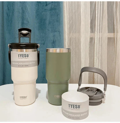 TYESO Stainless Steel Insulated Travel Bottle with Handle