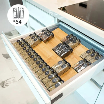 Bamboo Spice Rack Tray Drawer Organiser