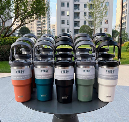 TYESO Stainless Steel Insulated Travel Bottle with Handle