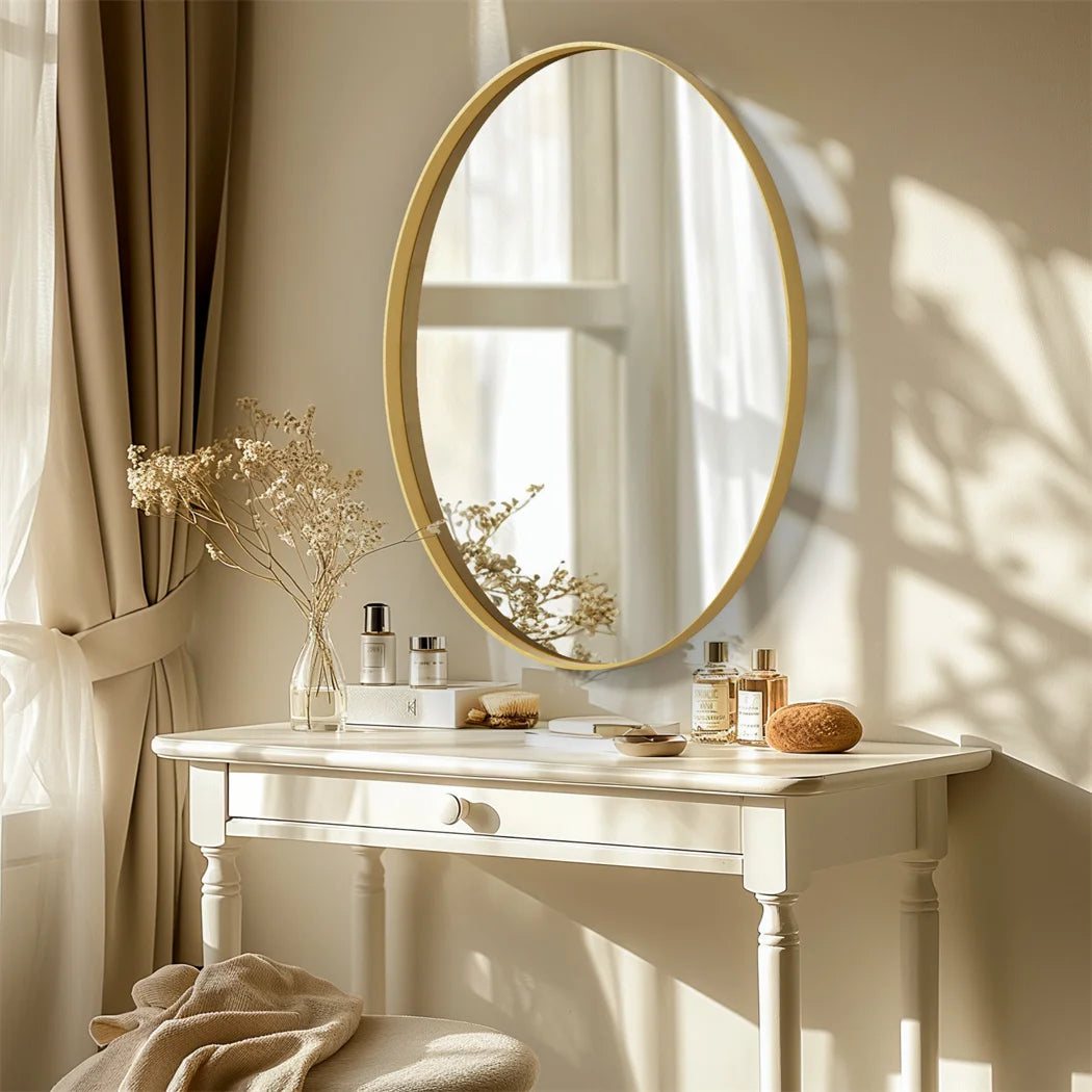 Brushed Gold Oval Wall Mirror