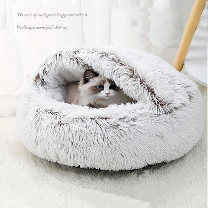 Cat Plush Round Snuggle Bed