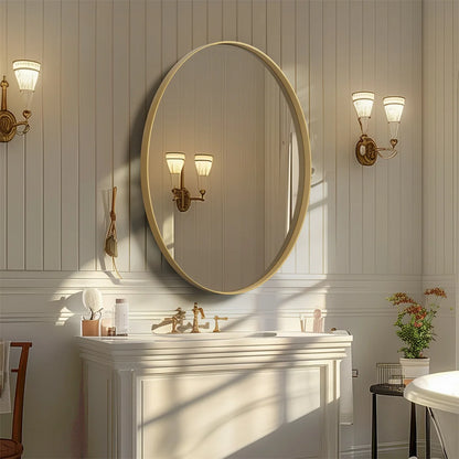 Brushed Gold Oval Wall Mirror