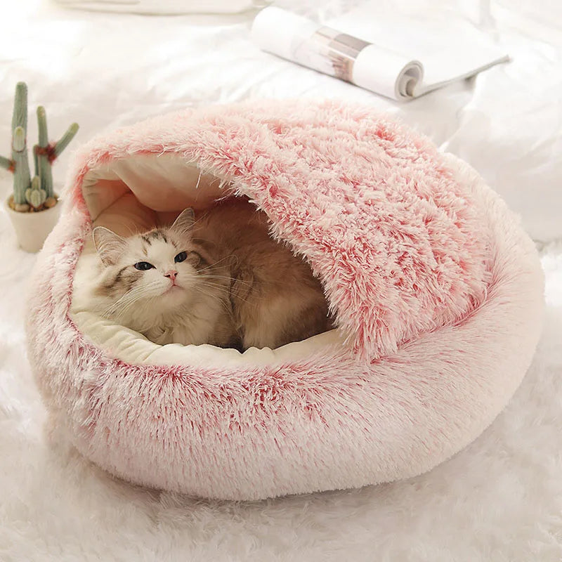 Cat Plush Round Snuggle Bed