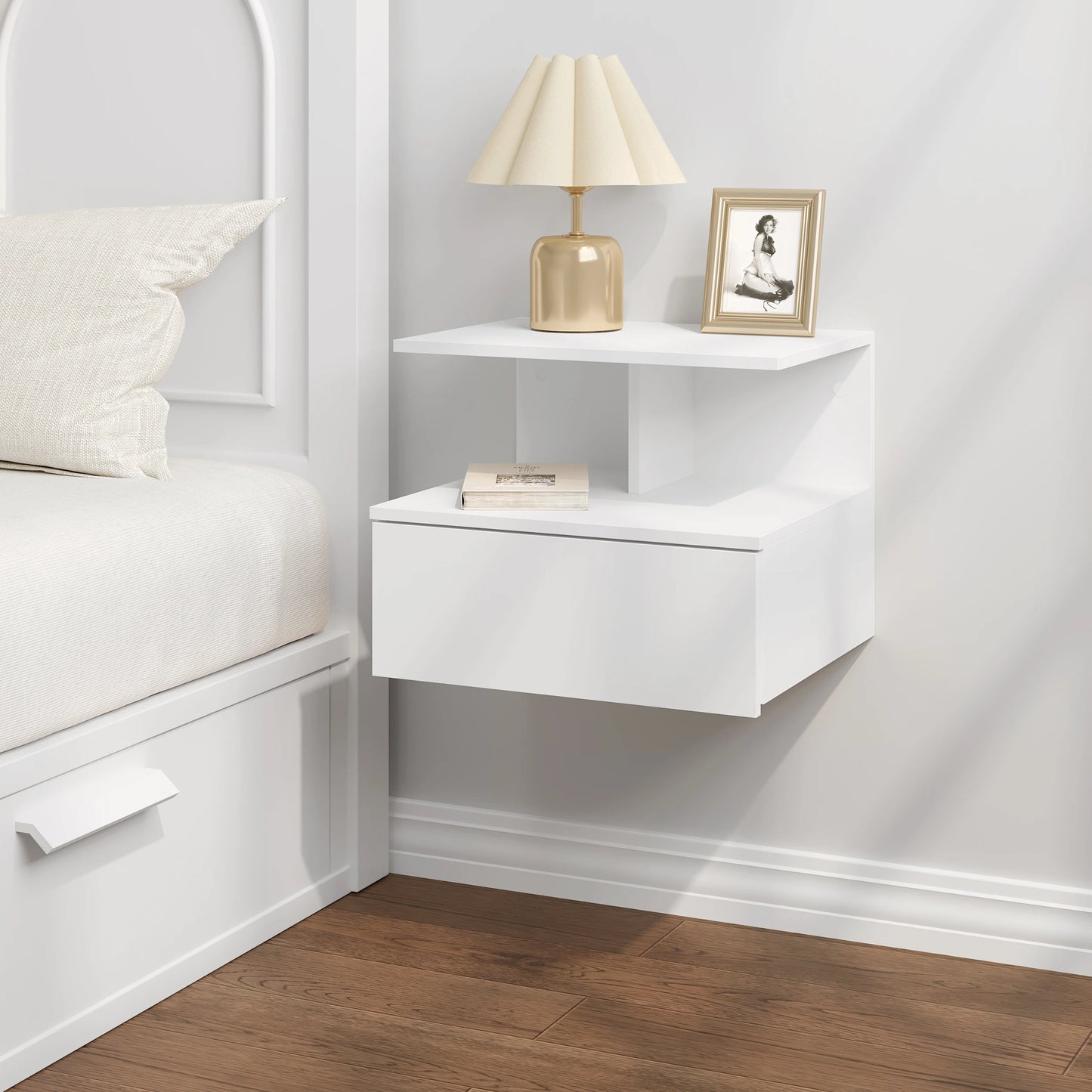 Modern Hanging Bedside Table with Drawer