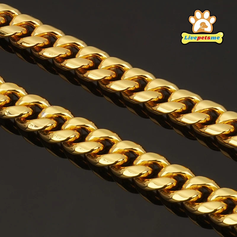 Luxury Gold Stainless Steel Dog Collar