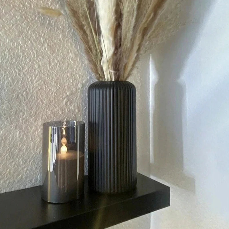 Striped Ceramic-Style Decorative Vase