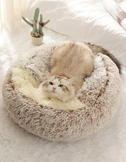 Cat Plush Round Snuggle Bed